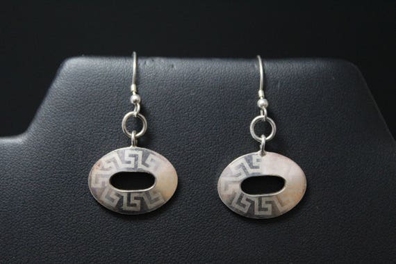 Sterling Greek Key Dangle Earrings, Sterling Silv… - image 3