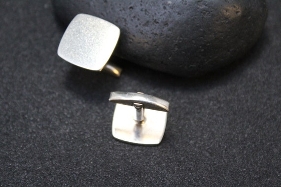 Sterling Silver Modern Square Cuff Links, Simple … - image 2
