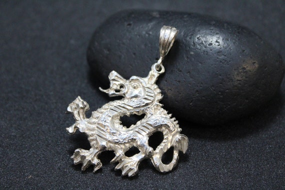 Sterling Silver Dragon Pendant, Sterling Silver Ch