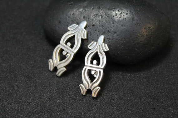 Sterling Silver Turtle Earrings, Sterling Turtle Earrings, Jewelry, Sterling Silver Taxco Earrings, Taxco Sterling Jewelry