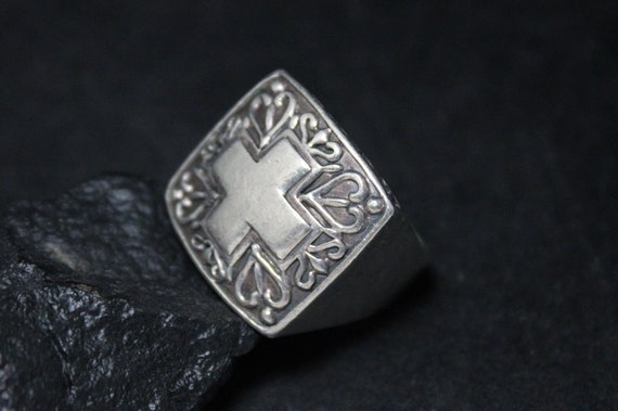 Sterling Silver Filigree Cross Statement Ring, Sterling Filigree Cross Jewelry, Sterling Silver Catholic Jewelry, Filigree Ring, Cross Ring