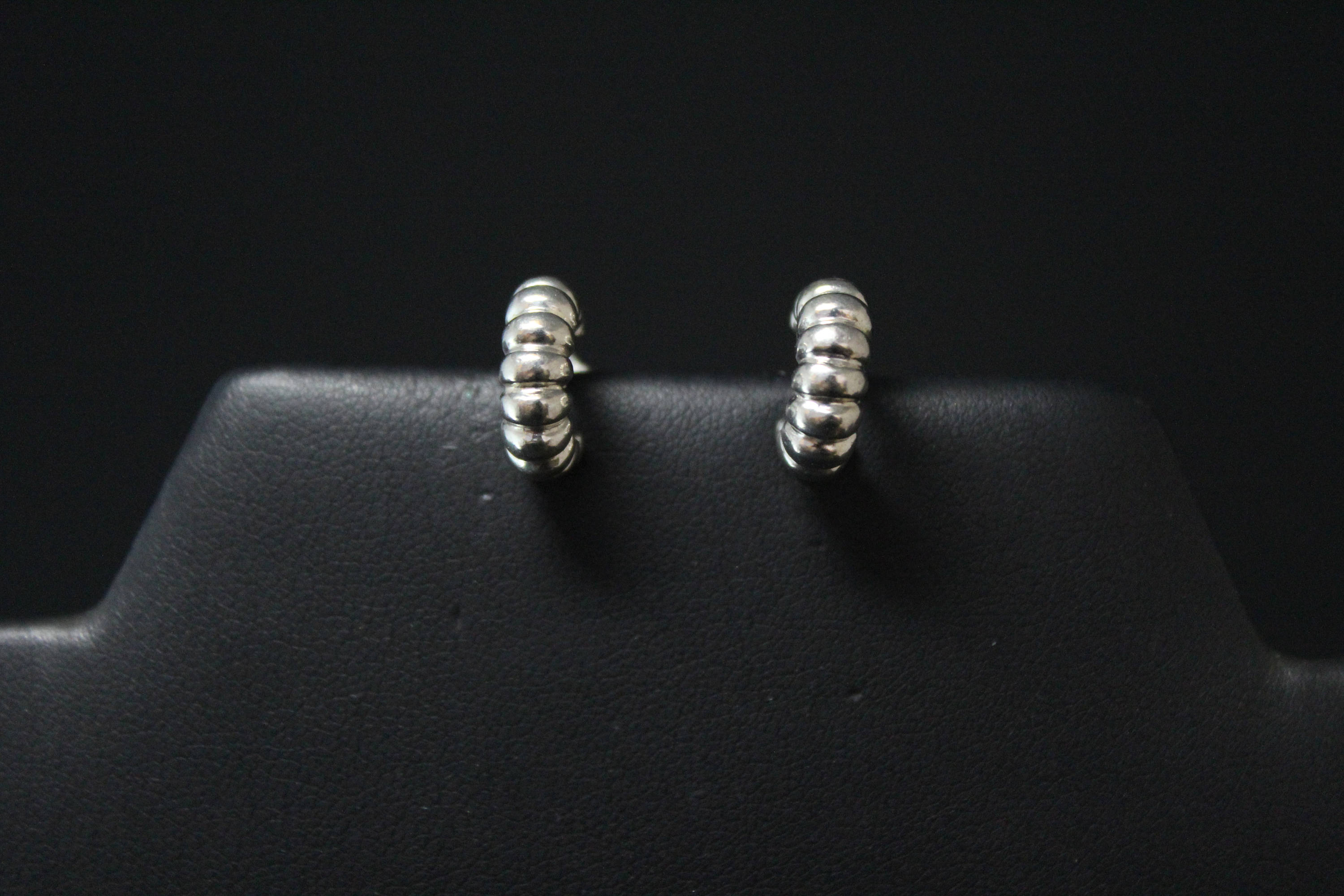 Sterling Silver Ribbed Hoop Earrings, Half Hoop Earrings, Sterling Half ...