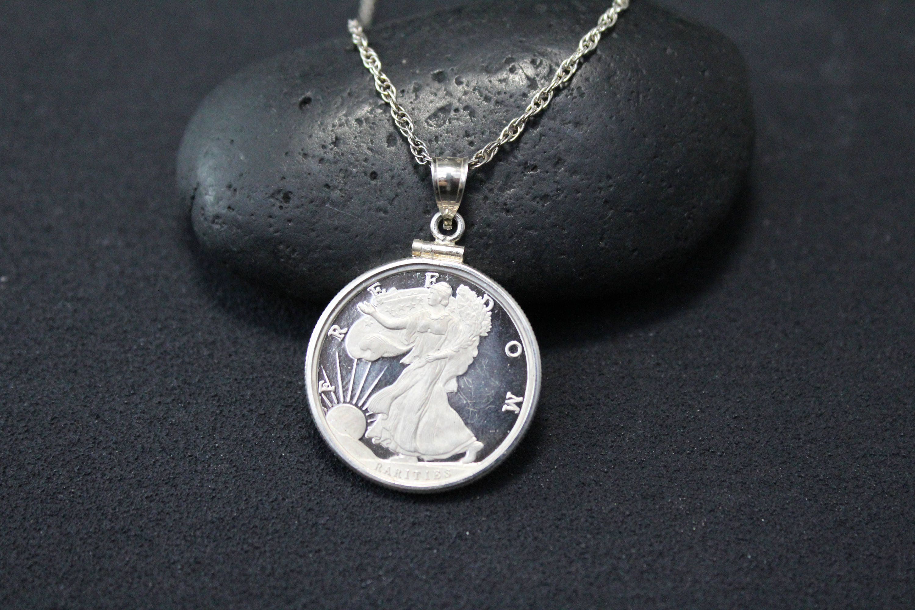 Sterling Silver Freedom Rarities Coin Necklace, American Necklace