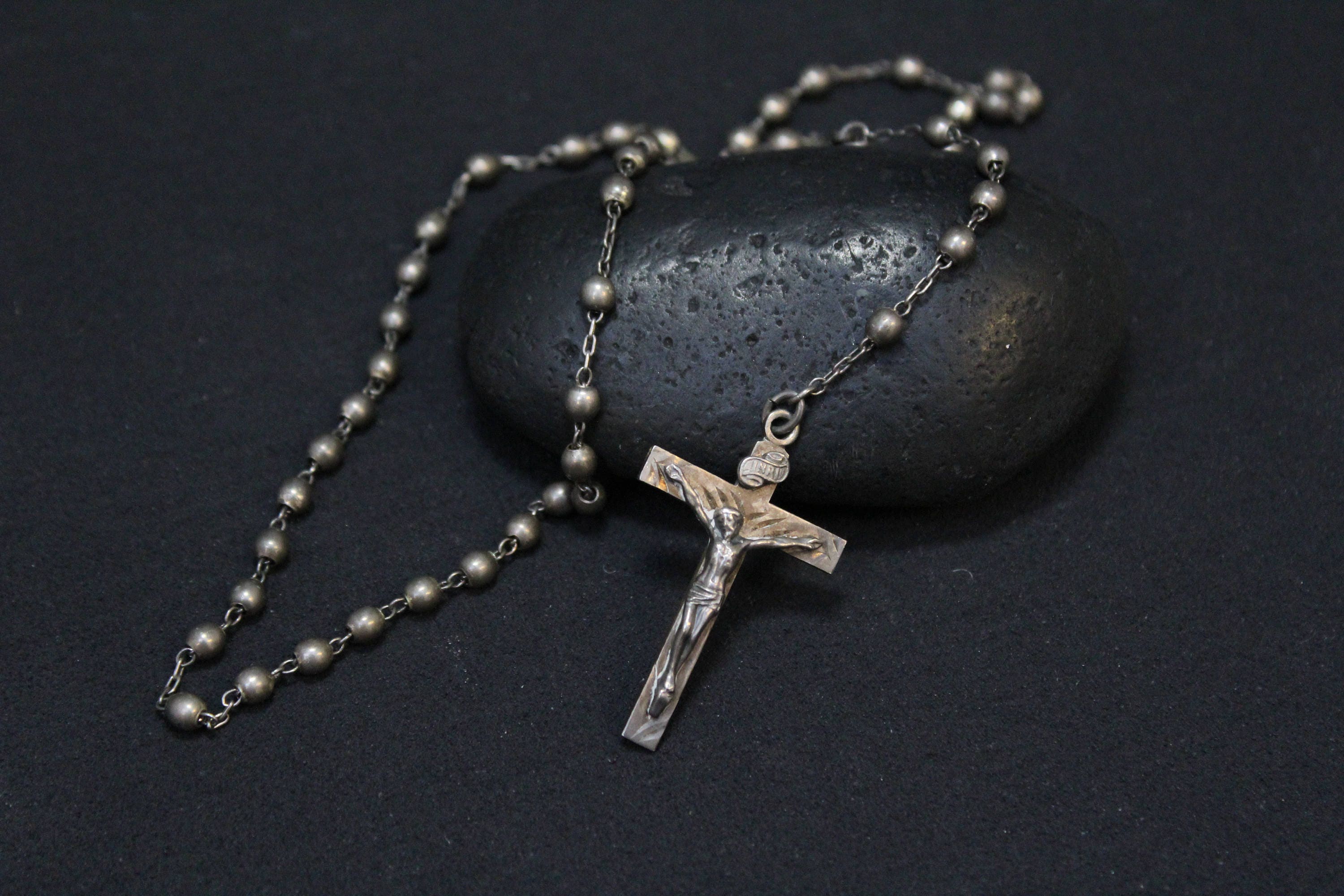 Sterling Silver Rosary, Sterling Rosary, Sterling Religious, First Communion, Antique Sterling ...