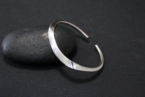Sterling Silver Modernist Flattened Cuff Bracelet… - image 1