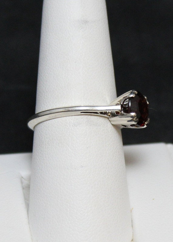 Sterling Silver Simple Garnet Ring - image 3