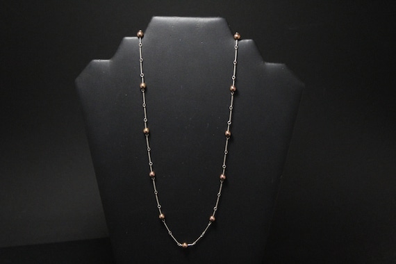 Sterling Silver and Copper Colored Beaded Necklace