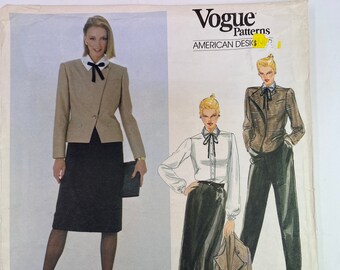 Vogue American Designer 2764; Size 10; Uncut, Bill Blass, Semi-fitted Lined Jacket, Blouse, Straight Skirt, and Pants