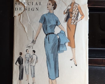 Vogue Special Design s-4589; 1950's;   Dress and Sleeveless Jacket. Bust 30