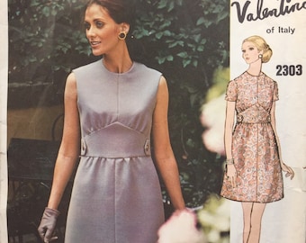 Vogue Couturier Design 2303; ca. early 1970s; Valentino of Italy - Misses' One-Piece Dress. Semi-fitted A-line Dress; Bust 34