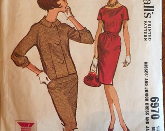 Vintage McCalls 6970, Slim Dress with Lined Jacket, 1963