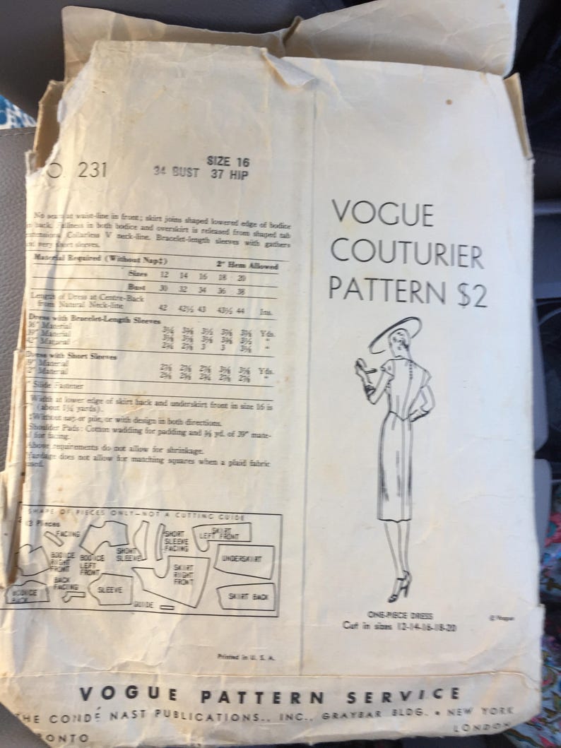 One Piece Dress With Shaped Tab Rare 34 Bust Vintage Vogue Couturier Design 231 Sewing Fiber Kits How To Aloli Ru