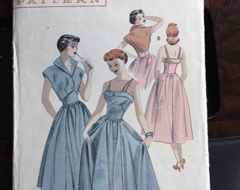 Butterick 5378; ca. 1950; Teen Age Dress and Bolero. Teeners will love this ensemble for both day and date-time wear. Bust 30