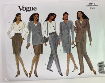 Vogue Pattern 1044; Sizes 8, 10, 12, Uncut, Loose Fitting Jacket, Straight Skirt, Blouset and Pants