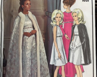 Vogue Paris Original 1897; ca. 1968; Yves Saint Laurent, Misses Dress and Cape 14, Bust 36