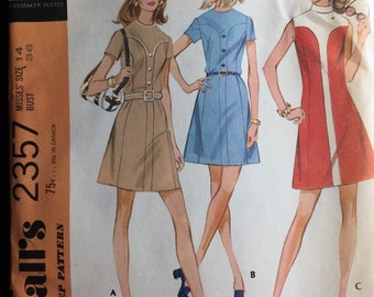 McCall's 2357; ©1970 Unused  Misses Dress with Inset  Unused, Bust 36