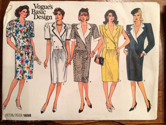 Vogue Basic Design Dress 1698 Size 14 16 18 Pattern from 1986