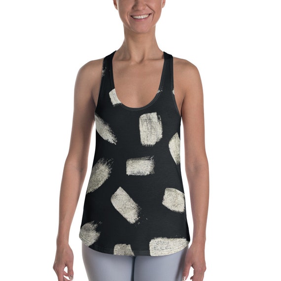 Black and White Shirts - Women's Racerback Tanks - Super Soft Exercise Tanks - Yoga Shirts - Workout Tanks for Ladies - Daily Tank Tops