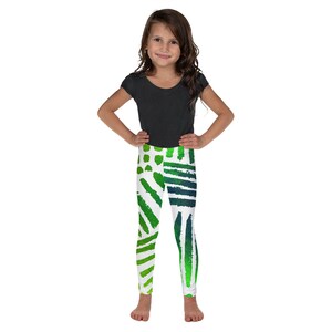 Tropical Green Print Kids Leggings: Activewear for Toddlers