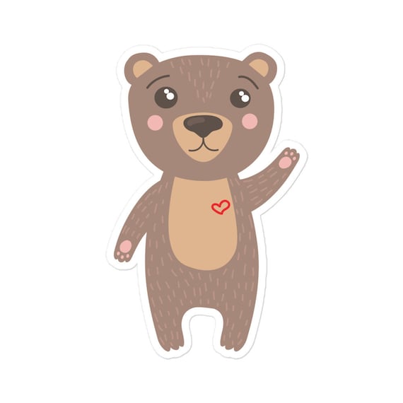 Cute Bear Sticker, Animal Sticker, Furry friends stickers, stickers for kids Laptop Sign, Choose Love, Cute Positive Kiss-Cut Stickers
