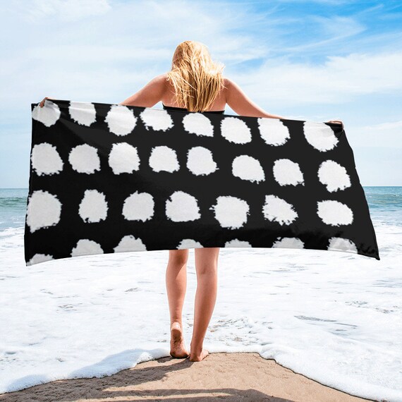 Black White Towel, Bath Spa Sauna Beach Towel Extra HIGH Quality towel , personalized towel, custom towel, birthday gift, Patterned Shapes