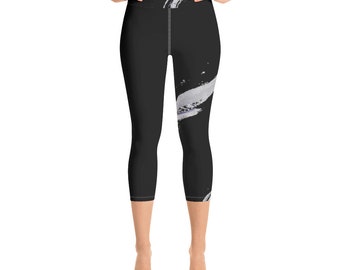 Black and White Capri Leggings | Activewear for Women | Womens Leggings | Gym Workout Leggings | Running Leggings | Yoga Pants | Gym Gifts