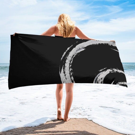 Black White Towel, Bath Spa Sauna Beach Towel Extra HIGH Quality towel , personalized towel, custom towel, birthday gift, Patterned Shapes