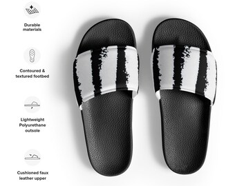 MEN Black Slides, Men Comfortable Slides, Men Flip Flops, Men Sandals, Men Shoes, Black Sandals Men, Zebra Slides Men, Summer Shoes Men