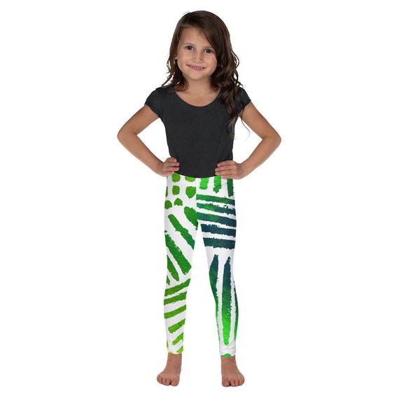 Green Tropical Girls Leggings | Printed Kids Leggings | Soft Girls Pants | Girls Activewear | Baby Leggings | Cute Baby Clothes | Girl Gifts