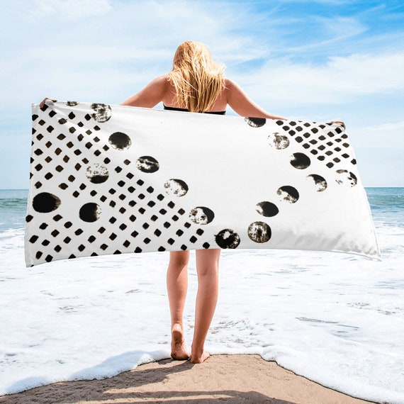 Black White Towel, Bath Spa Sauna Beach Towel Extra HIGH Quality towel , personalized towel, custom towel, birthday gift, Patterned Shapes