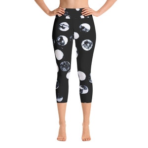 Black Moon Leggings Celestial Leggings Casual Leggings Trendy Leggings Gym Fitness Leggings Workout Leggings Yoga Gifts image 1