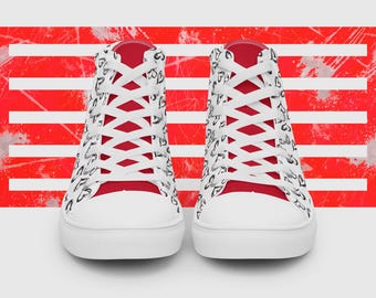 Women’s high top canvas shoes, Hearts canvas shoes, Pop Sneakers , Sneakers, Shoes with hearts, Love Shoes, Lace-up casual shoes