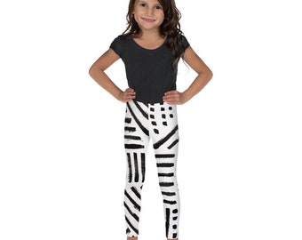 Kids Leggings | Girls Leggings | Workout Kids Pants | Black White Printed Leggings | Birthday Leggings | Holiday Leggings | Cute Leggings