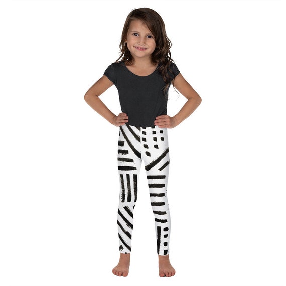 Kids Leggings | Girls Leggings | Workout Kids Pants | Black White Printed Leggings | Birthday Leggings | Holiday Leggings | Cute Leggings