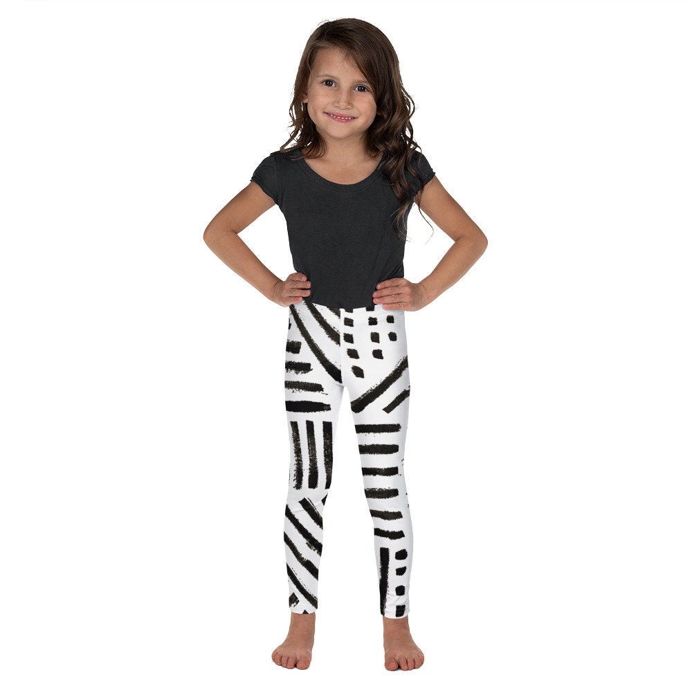 Kids Leggings, Girls Leggings, Workout Kids Pants, Black White Printed  Leggings, Birthday Leggings, Holiday Leggings