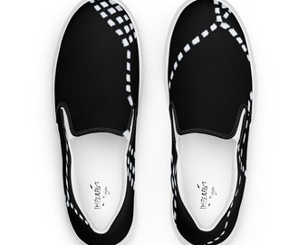 Black slip-on canvas shoes | Casual Slip On Shoes | Graphic Shoes | Artistic Shoes | Unique Print Shoes | Clizia Shoes | Casual Women