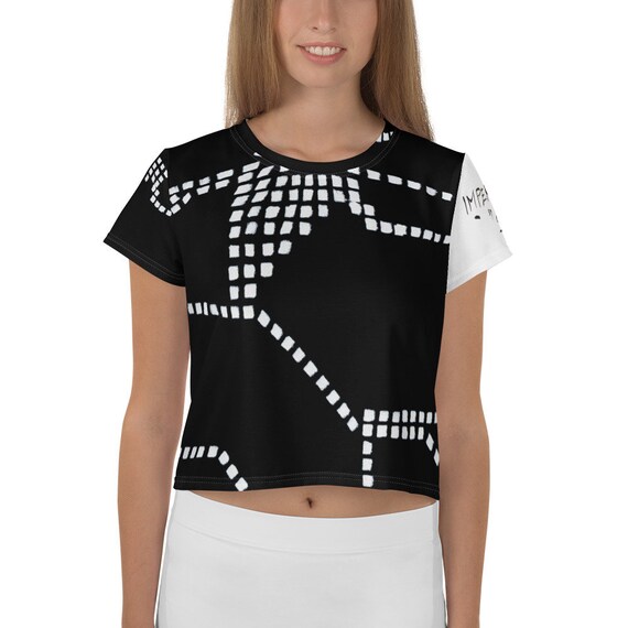 Imperfect Clizia Metro Black All-Over Print Crop Tee