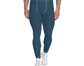 Blue Mens Leggings | Workout Leggings | Solid Color | Running Leggings | Mens Pants | Printed Leggings | Training Pants | Men’s Activewear