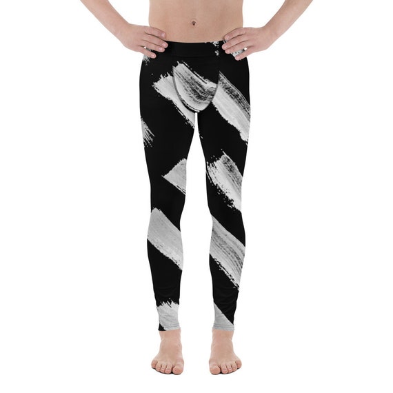 Black Painted Men’s Leggings | Running Workout Leggings | Cycling Leggings | Mens Pants | Mens Fashion | Yoga Pants | Gym Leggings