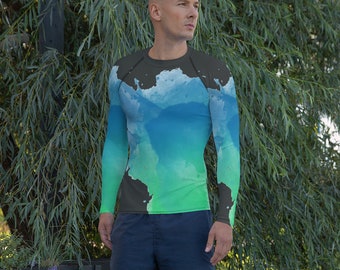 Unisex Rash Guard Under the Ocean Long Sleeve Rash Guard Abstract Design Sun Protection - UPF Swim Shirt Perfect for Surfing, MMA, BJJ