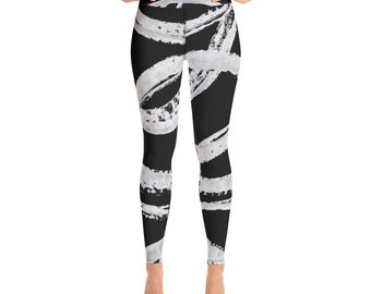 Patterned Leggings | Womens Yoga Leggings | Workout Leggings | Black White Printed Leggings | Yoga Pants | Gym Fitness Leggings | Yoga Gifts