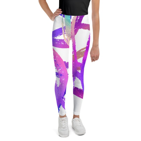 Clizia Kolor Youth Leggings - Rainbow - Premium Active Buttery Soft Workout Leggings -Gift - Athletic - Running - Fitness - Activewear