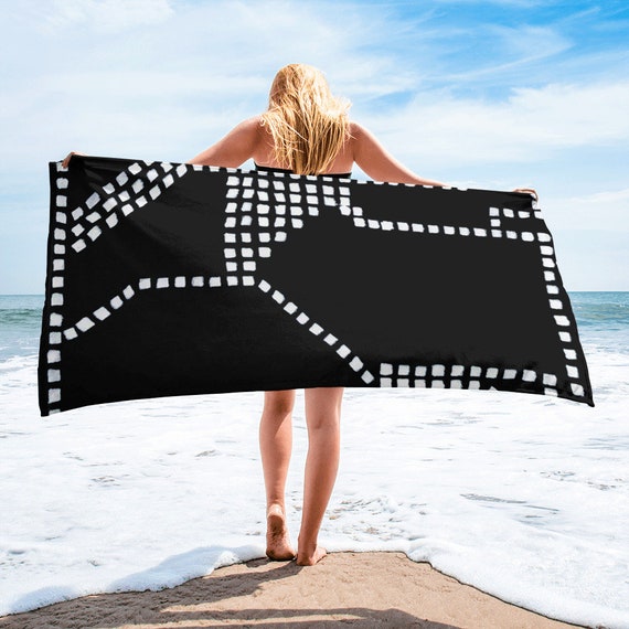 Black White Towel, Bath Spa Sauna Beach Towel Extra HIGH Quality towel , personalized towel, custom towel, birthday gift, Patterned Shapes