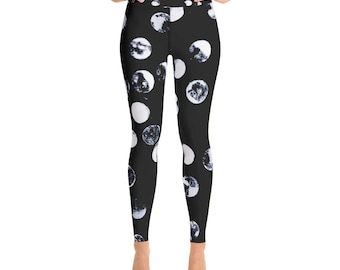 Moon Pattern Leggings | Celestial Leggings | Crescent Moon | Yoga Pants | Leggings for Women | Space Leggings | Workout Fitness Leggings