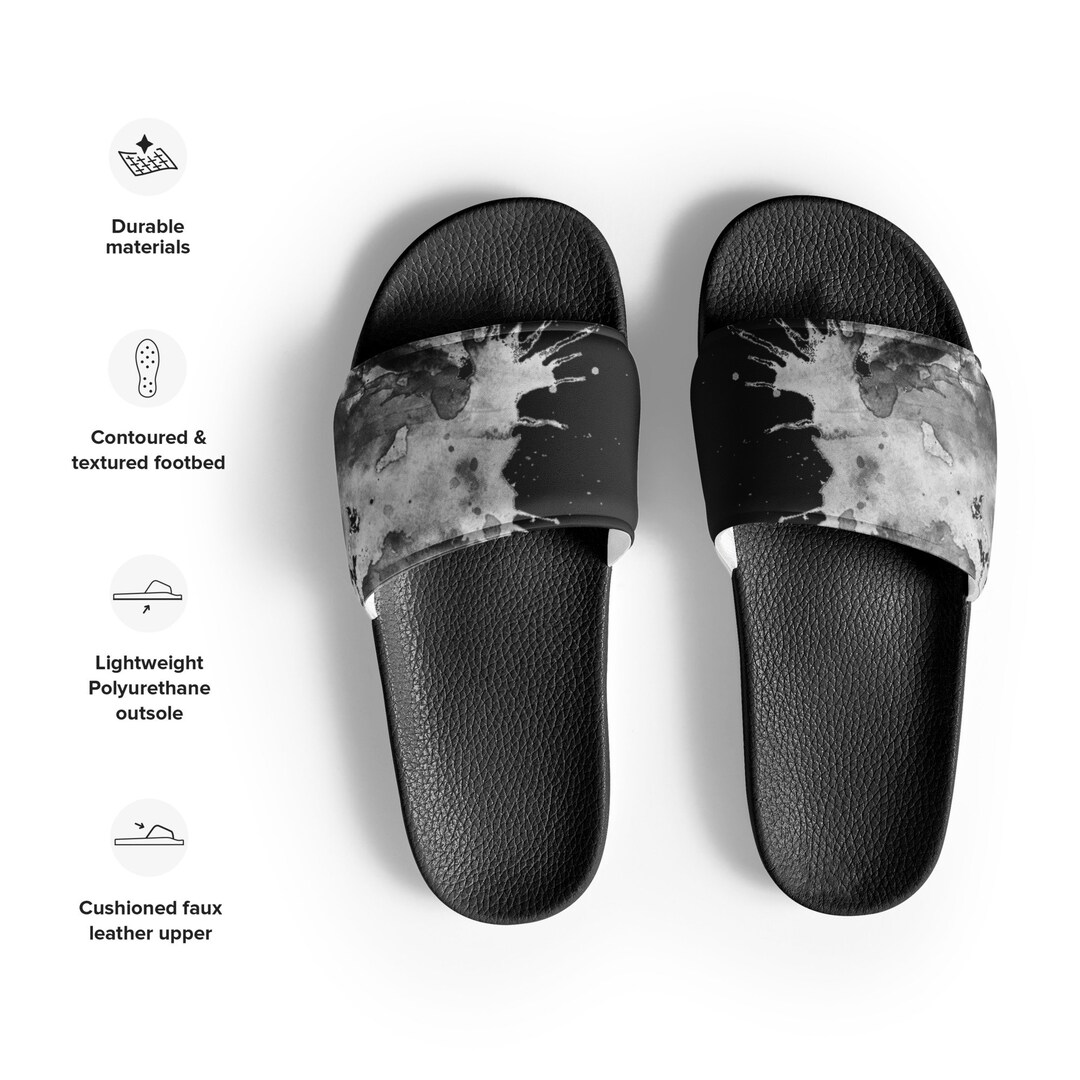 Mens Slides Black Slides Men Comfortable Slides Men Flip Etsy