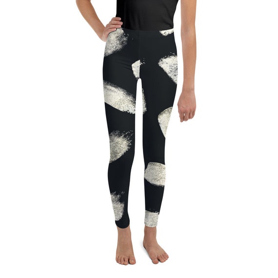 Clizia Flakes Youth Girls Leggings - Boys Leggings - Black and White - Birthday Outfit - Printed Leggings - Ballet Leggings - Casual Clothes