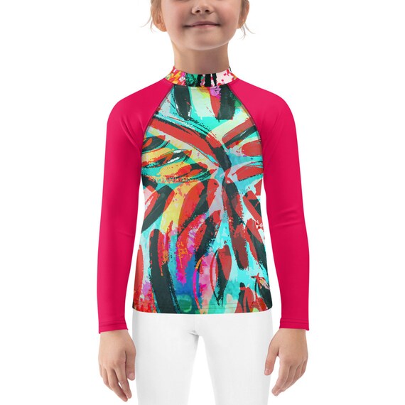 Kids Rash Guard | Unisex Rash Guard | Kids Swimwear | Fitted Swimsuit | Colorful Printed Rash Guard | Beach Rash Guard | Long Sleeve