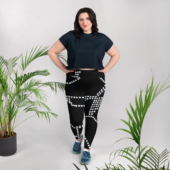 Black Patterned Leggings | Gym Womens Leggings | Stretch Print Leggings | Plus Size Leggings | Soft Casual Leggings | Womens Yoga Pants
