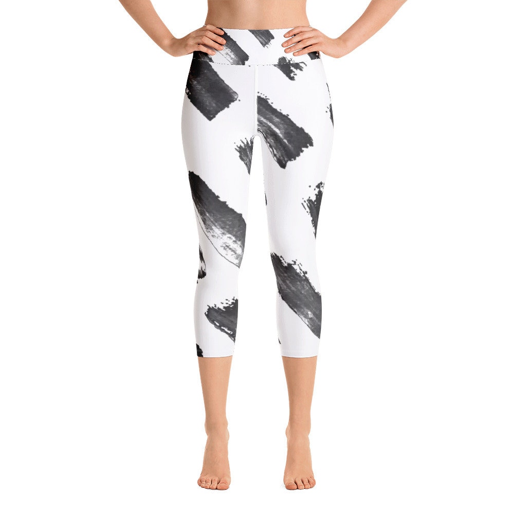 Black and White Yoga Leggings, Graphic Leggings, Yoga Pants