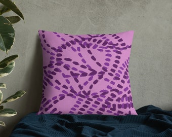 Purple Abstract Pillow, Minimalist Drawings Cushion, Boho Art Colorful Throw Pillow, Digital Art Gift, Living Room Decor, Home Decor